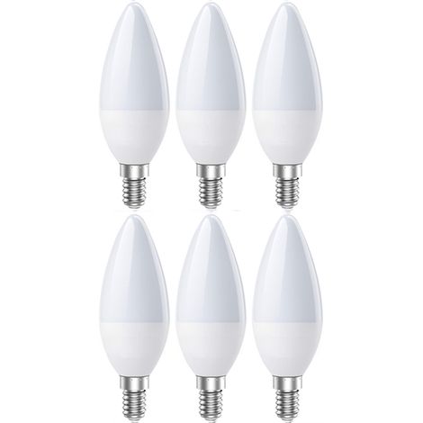 E14 LED-Leuchtmittel, E14 LED-Kerzenlampe, Kaltweiß 6500 K, 5 W, 600 Lumen, entspricht 60 W Halogenlampen, 200° Abstrahlwinkel, nicht dimmbar, 6er-Pack [Energieklasse 2]