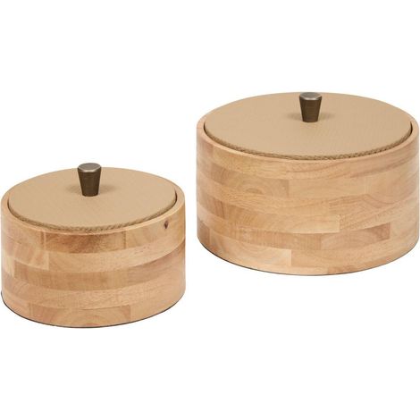 Lot de 2 boîtes déco rondes Bonie beige - Atmosphera créateur d'intérieur (1/5)