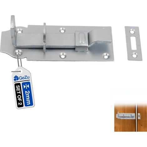 Lot de 2 Verrous porte‑cadenas 100 x 50 mm – Électro‑galvanisés (galvanoplastie) – Targettes de porte blindée avec pêne coulissant – Loquets robustes pour fermeture sécurisée – Verrou baionnette – GeZ