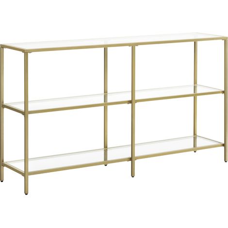 Table Console d’Entrée, Étagère à 3 Niveaux en Verre Trempé (1/5)
