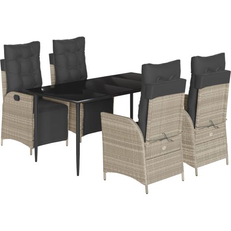 Maison Exclusive - Set comedor de jardín 5 pzas cojines ratán sin (1/5)