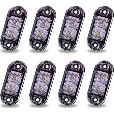 8PCS Feu de Gabarit Remorque Blanc, Feux de Gabarit Feux De Côté Led Universel 12V / 24V pour voiture camion van remorques camion bus de voiture (1/5)