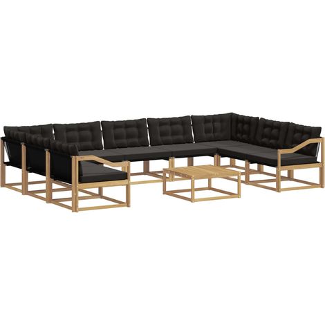 Outdoor-Sofagarnitur 10 stk. 9-Sitzer Weiß und Schwarz vidaXL (1/5)