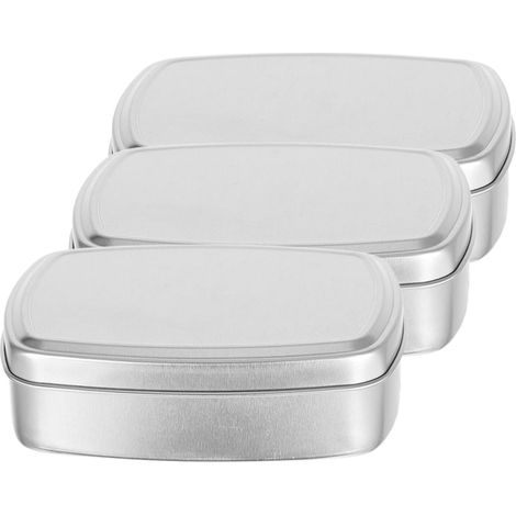 3 rechteckige Aluminiumdosen für Seife und Süßigkeiten 150