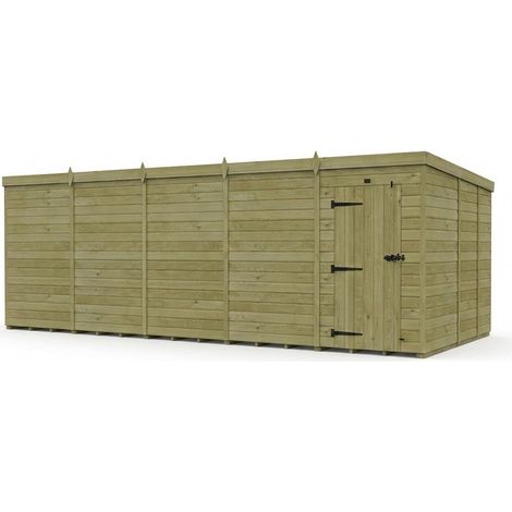 20ft x 9ft Pent Garden Shed Single Door No Windows - Pressure Treated Timber - L610 x W274 x H210 cm - Natural