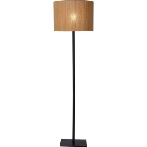 Lampada da terra Lucide Magius rattan nera E27 h160cm (1/5)