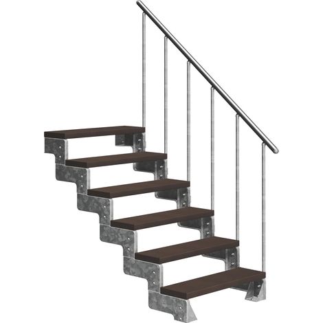 Dolle Außentreppe Gardentop 108-132cm Geschosshöhe mit Trimax dunkelbraun 100cm breit mit Geländer