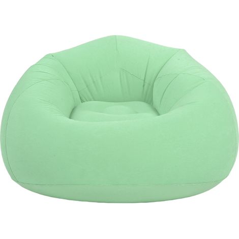Pouf gonflable sans billes en PVC velours ergonomique de relaxation pour salon et chambre vert (1/5)