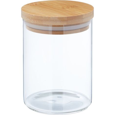 Set di 4 barattoli di conservazione in vetro ermetici per cucina 14 x 10 cm dal design elegante in vetro trasparente 130011623