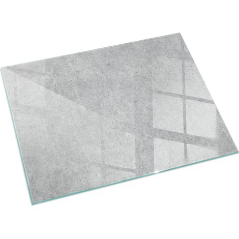 Plaque Rectangulaire décorative de protection avec impression graphique en verre trempé sous cheminée Texture béton brut 60x40 cm (1/5)