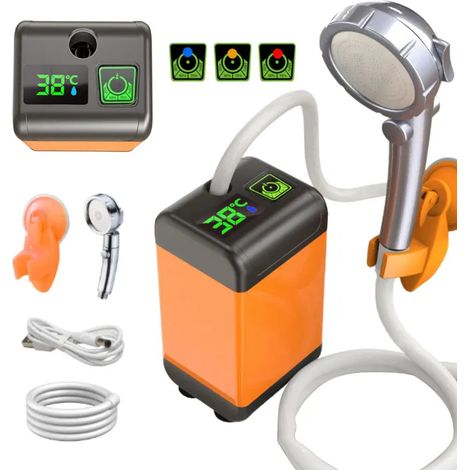 Douche Portable - Pompe de Douche Électrique - Affichage Intelligent - 7800mAh - 3 Vitesses (1/5)