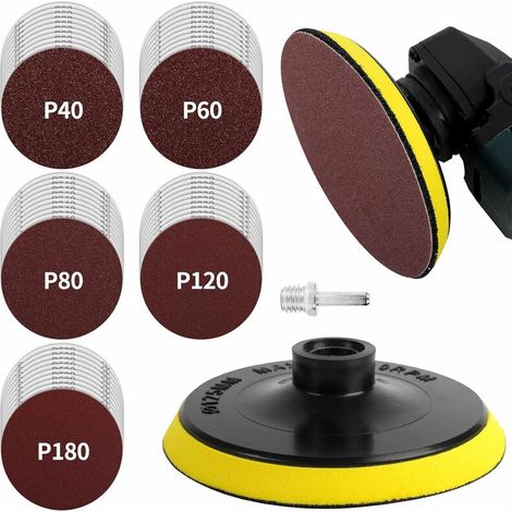 125 mm grinding discs with M14 thread, 50 pieces of grinding discs for angle grinders, 10 x grit 40/60/80/120/180 for grinding/polishing/rust removal (1/3)