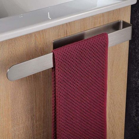 Porte-serviettes autocollant - 37 cm - Porte-serviettes simple pour salle de bain - Acier inoxydable (1/4)