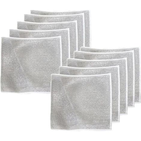 Lot de 10 Chiffons de Vaisselle multifonctionnels Anti-Rayures en Fil métallique pour Vaisselle Humide et Sec, Chiffon de Nettoyage (1/4)