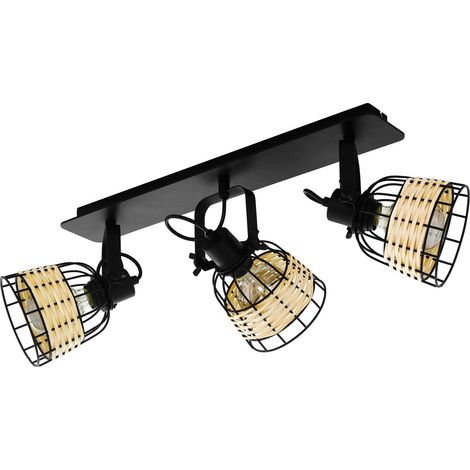 Plafonnier Anwick 1, lampe de plafond 3 flammes vintage, style bohème (1/5)