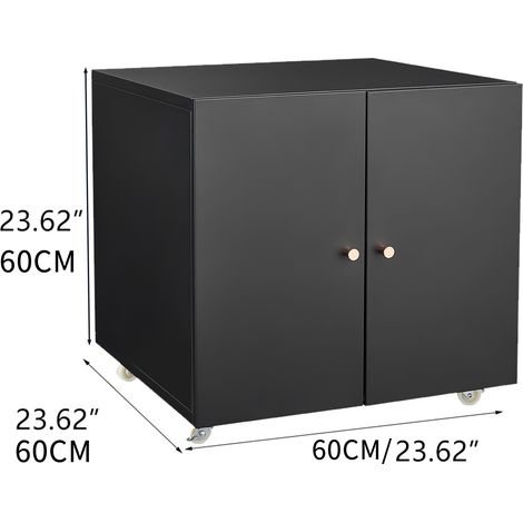 Support roulant noir en métal pour imprimante, avec étagère ajustable et placard de rangement à porte, classeur mobile pour bureau domestique et petits espaces (1/4)