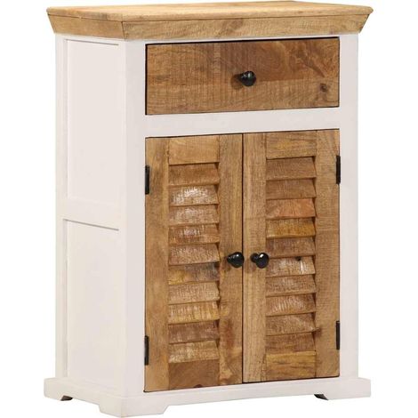 Sideboard Weiß und Braun 55x30x73 cm Massivholz Mango
