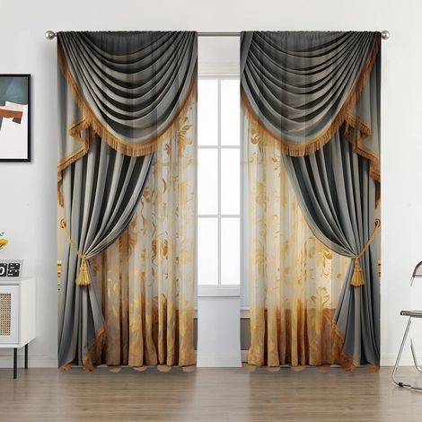 Rideaux De Fenêtre - Motif Noël Impression Numérique - Isolation Thermique Et Acoustique - Pour Salon Chambre - 2 Pièces (1/3)