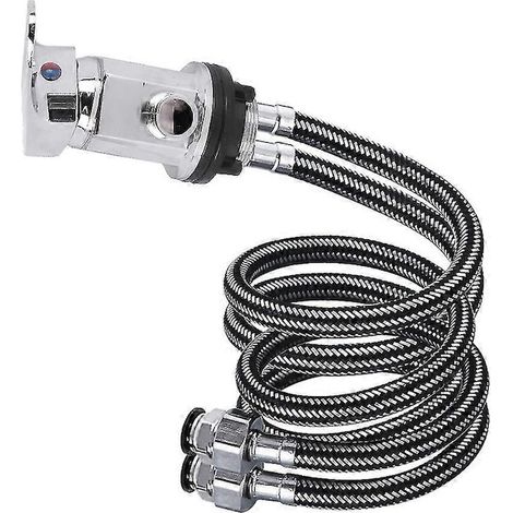 Robinet de douche pour caravane, 1/2", avec 2 flexibles de 1500 mm, chromé, entraxe de montage 33 mm (1/2)
