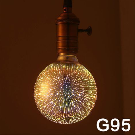 3D Firework LED Bulb, 4W E27 3D Firework Effect LED Bulbs, Vintage Colorful Decorative Firework LED Lamp, Brilliant Decoration for (E) (1/2)