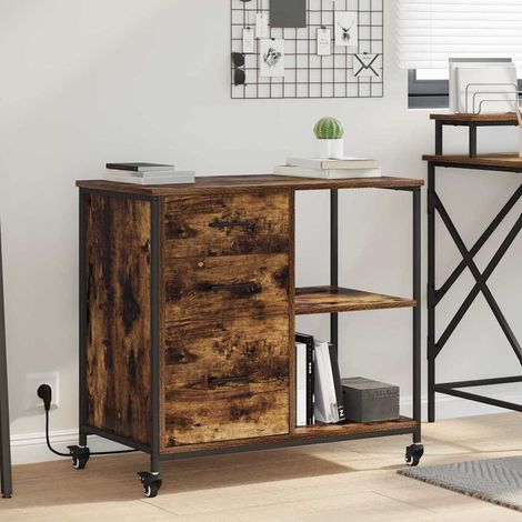 Office Cabinet Smoked oak 76 x 41 x 72 cm Engineered wood vidaXL (1/5)