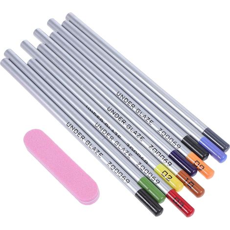 Lot de Crayons sous Émail pour Poterie en Bois Sélection de Couleurs Vibrantes Résistantes, Outil de Ponçage Inclus, pour Peinture Décorative et Coloriage Artistique (1/5)