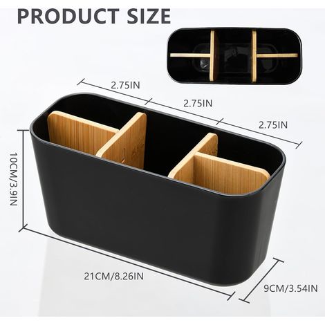 Divisori in bambù, Portaspazzolino con 4 Scomparti per Spazzolino + 1 Scomparto per Dentifricio, Organizer da Bagno Elettrico Multifunzionale, Adatto per Ufficio (1/4)