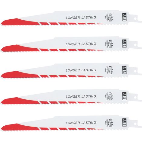 Lot de 5 Lames de Scie Sabre 9 in 230 mm 5 tpi Bi-Métal pour Bois pvc et Tuyau Ondulé (1/5)
