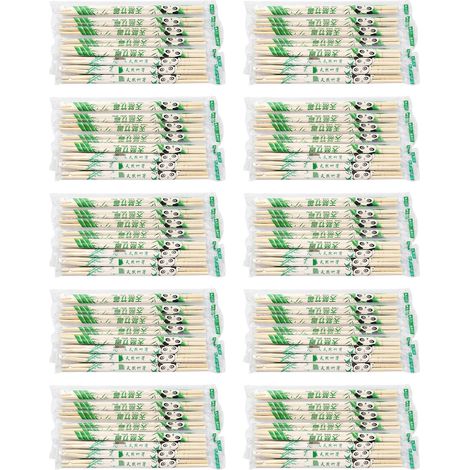 Lot de 100 baguettes jetables en bambou, emballage individuel, rondes, pour restaurants et maison, 19,5 x 0,5 cm (1/5)
