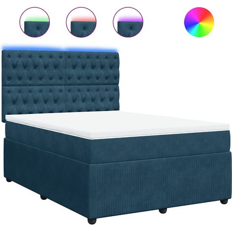 Maison Exclusive - Giroletto a Molle con Materasso Blu 140x200 cm in Velluto