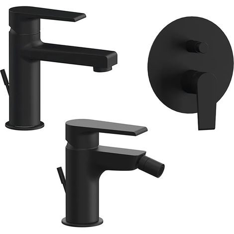 Set miscelatori lavabo bidet e doccia incasso nero opaco Mariani Artic (1/5)