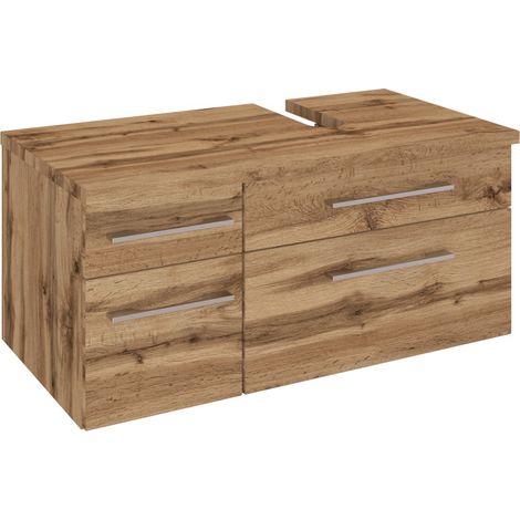 Waschtischunterschrank 90 cm,  Siphonausschnitt Rechts TAREE-03 in wotaneiche Nb. (1/3)