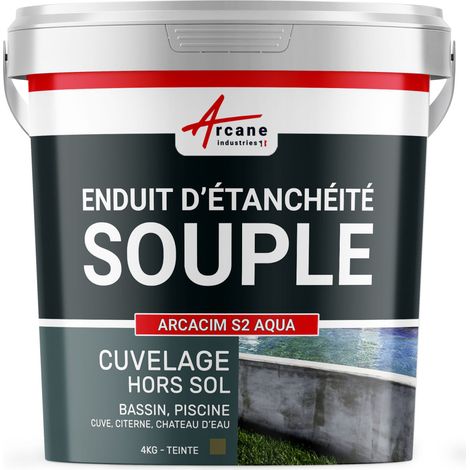 Arcane Industries – Enduit d'étanchéité souple pour piscine et bassin – Résistant à la pression et contre-pression – Application facile sur supports fissurés – 4 kg (1/5)