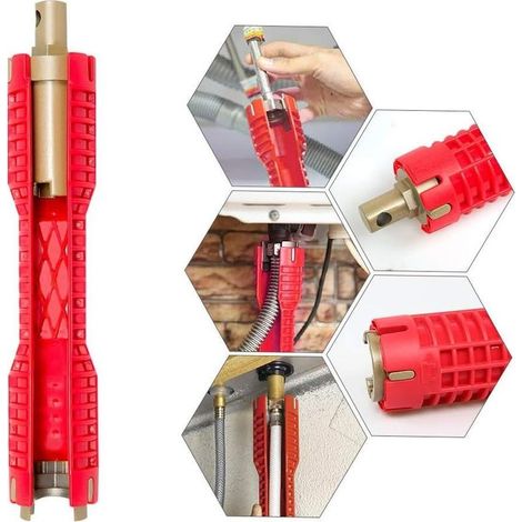 – Clé à pipe multi-usages pour robinet et évier – Aluminium haute résistance – Compatible écrous 2-6 – Outil de plomberie professionnel (1/5)