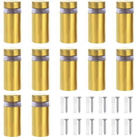 20PCS Vis d'Écartement, Entretoises en Verre, Acier Inoxydable Vis, Montage Panneau Support Acrylique (12x25mm) (1/5)