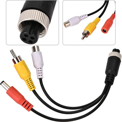 Câble d'extension vidéo pour caméra de recul, connecteur AV femelle-femelle avec alimentation DC pour moniteur voiture (1/5)