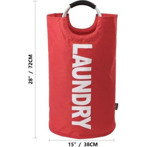 Taille L Revêtement Imperméable Tissu Ramie coton cylindriques Seau Panier à linge pliable toile Panier de rangement en toile, Rouge (1/4)