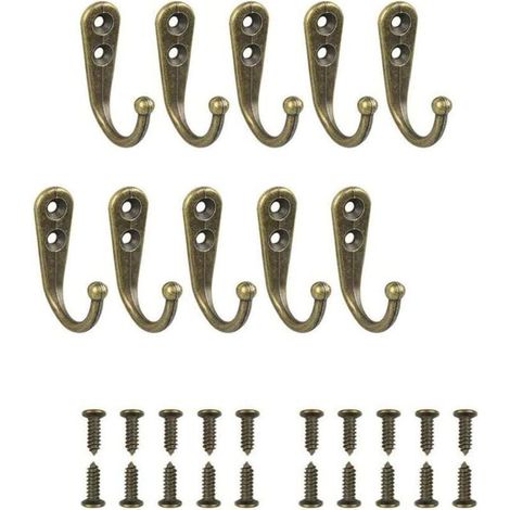 10 pièces bronze Crochets Simples Noir Crochets Muraux Patère Équipé de Vis de Montage (1/4)