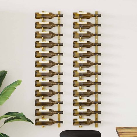 vidaXL Botellero de pared para 12 botellas 2 unidades hierro dorado (1/5)