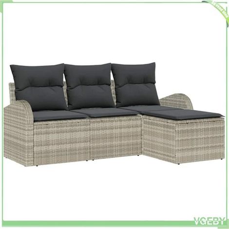 Ensemble de canapés - FAFEICY - Modulaire - Gris clair - Polyrotin durable - Protection anti-UV (1/5)