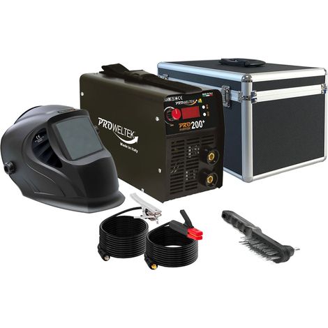 Poste à souder MMA 200A – Inverter numérique – Soudage acier, fonte, inox – Cagoule LCD automatique incluse – 4.8 kg, 370x160x300 mm – Proweltek - ARC 200 A
