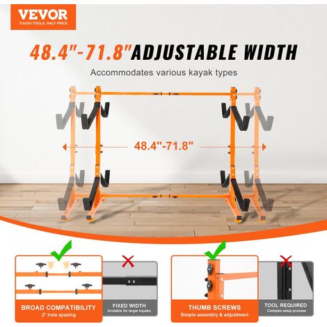 Support pour Kayak Autoportant, Porte-kayak Capacité 4PCs Canoë Paddle SUP, Rack pour Planche à Pagaie en Acier Robuste avec Bras R… (1/5)