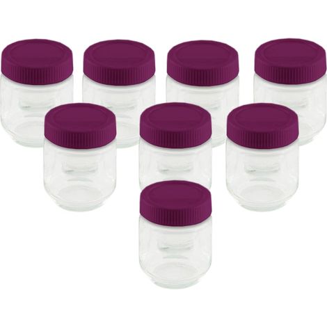 Kit 8 pots de yaourts, 8 Pots de yaourts en verre 190 ml avec couvercle à visser, Pour tous vos desserts, Transparent (1/5)
