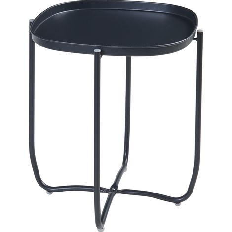 Tavolino da caffè con consolle laterale e piano rimovibile acciaio 53 x 46 x 46 cm nero 030010764