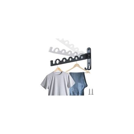 Wandkleiderständer, klappbarer Wandkleiderständer, multifunktionales Wandregal (Schrauben inklusive), geeignet für Waschküchen, Badezimmer und Schlafzimmer (nur schwarzer Kleiderständer - Crezuo)