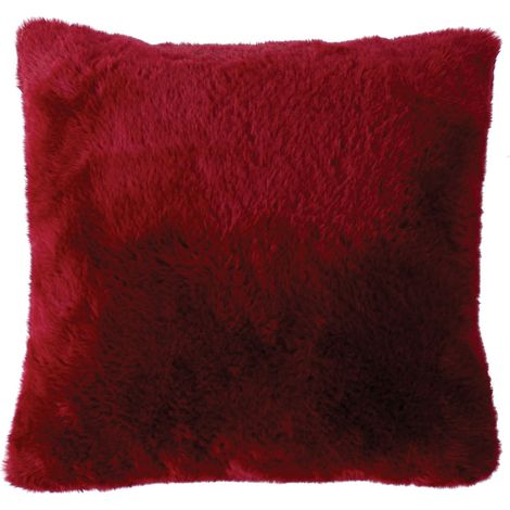 Coussin décoratif - Effet fourrure toucher ultra doux Rouge 40x40 cm