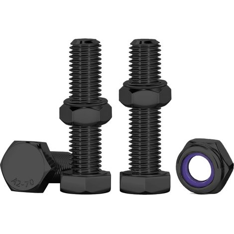 Drenky Bulloni e dadi M6, assortimento di 10 bulloni esagonali neri con dadi M6 x 25 mm in acciaio inossidabile per mobili, auto, biciclette, barche, stampa 3D