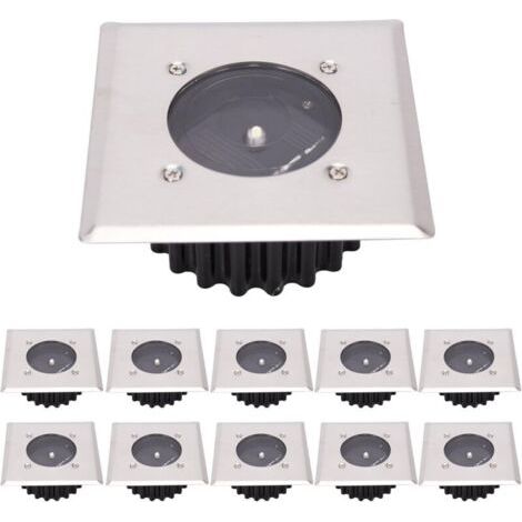LED Lampe solaire au sol 10 Pack, lumière extérieure, Réverbère Lumières, Ensevelies Lumière, étanche IP65 (Blanc Froid) [Classe énergétique A+]