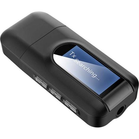 Irovami Émetteur-récepteur Bluetooth 5.0 USB 2 en 1 avec écran LCD et entrée auxiliaire stéréo 3,5 mm pour PC, TV, voiture et casque audio. Adaptateur sans fil (1/5)