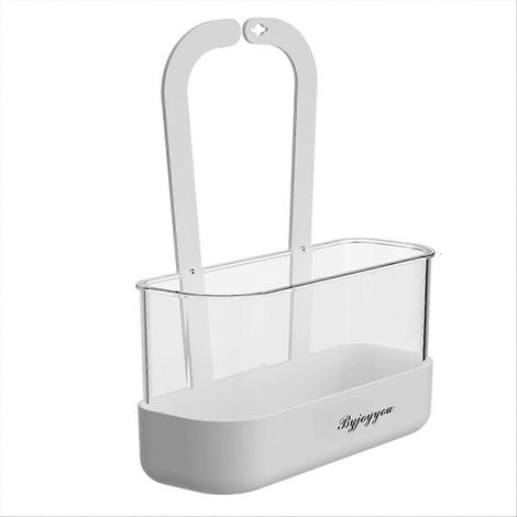 Porte-éponge pour évier de cuisine, organisateur d'évier, support pour robinet de cuisine, blanc et transparent (1/5)